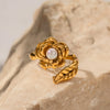 Pearl Flower Gold Ring - Nahzshop