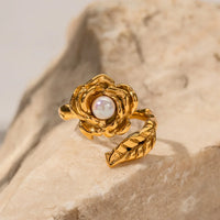 Pearl Flower Gold Ring - Nahzshop