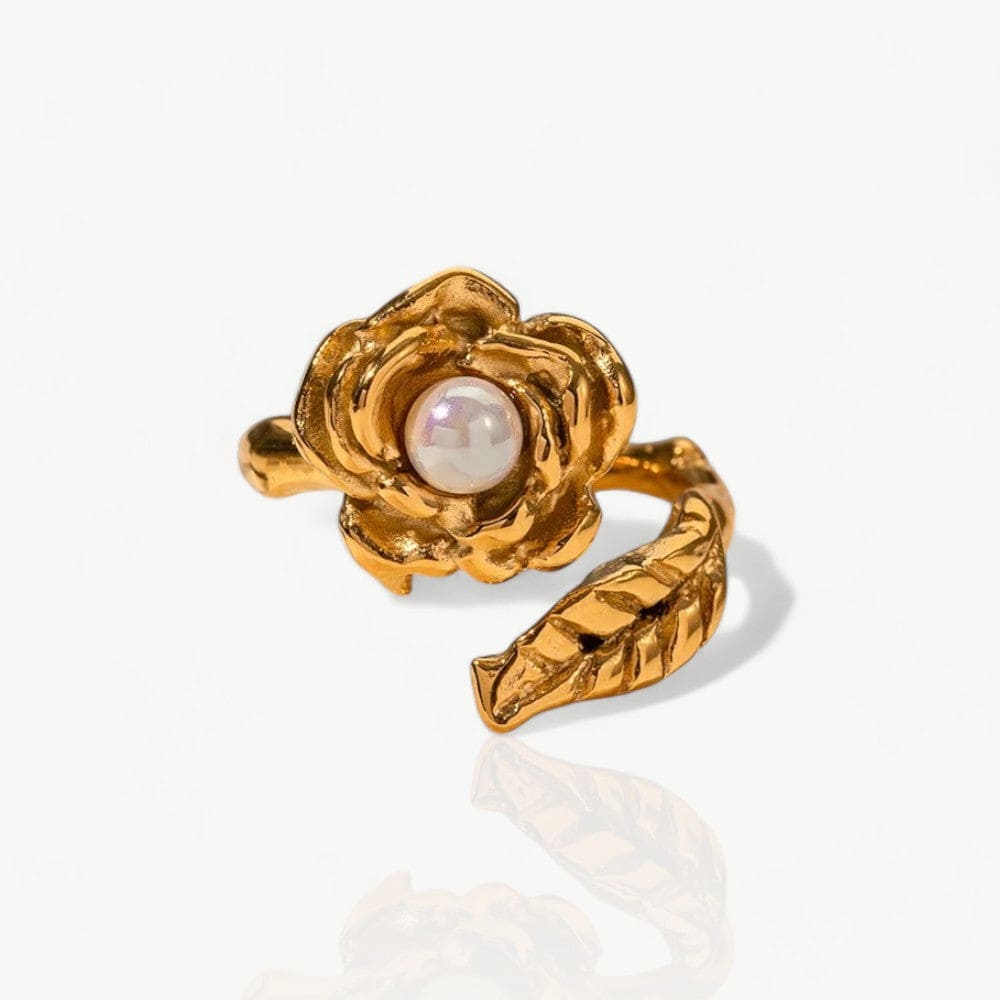 Pearl Flower Gold Ring - Nahzshop
