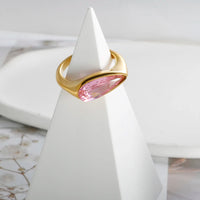 Gold Pink Stone Ring - Nahzshop