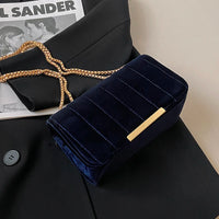 Blue Velvet Chain Crossbody Bag - Nahzshop