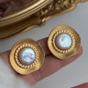 Big Pearl Gold Earrings - Nahzshop