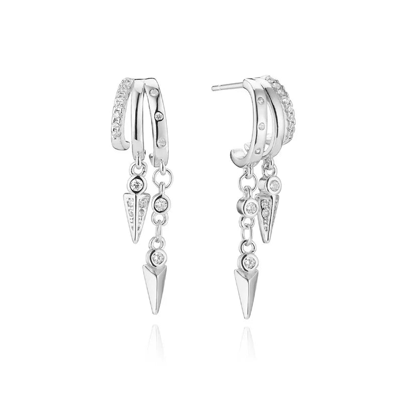 Double Spike Cascade Hoop Earrings