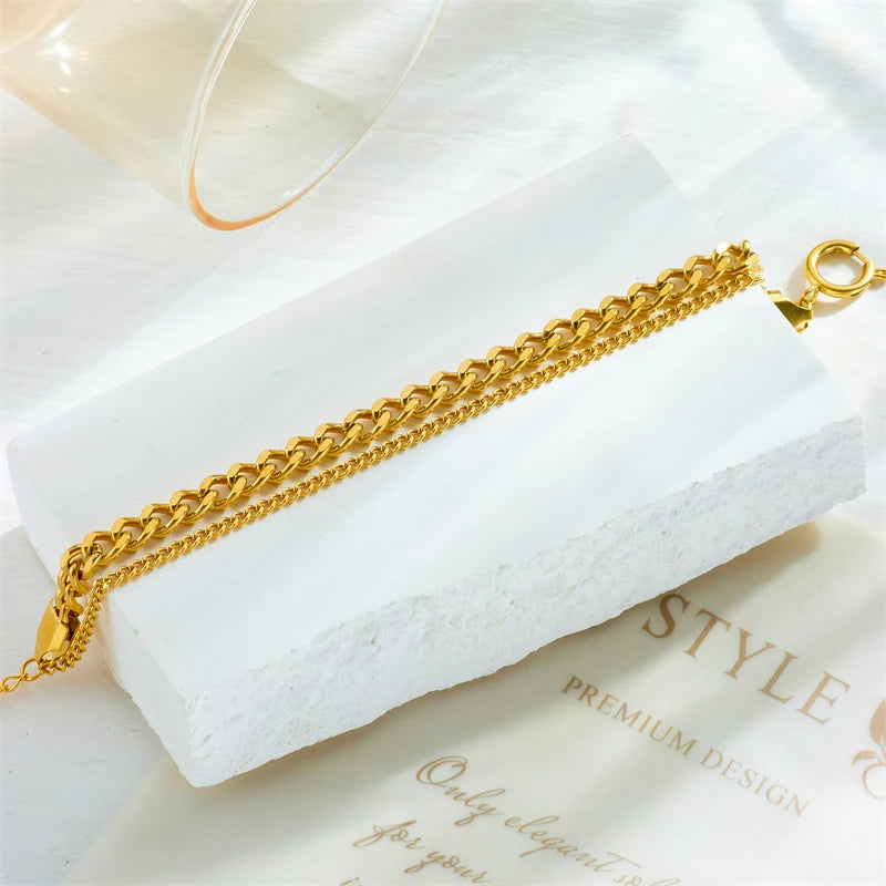 Gold Two Chain Bracelet- Nahzshop