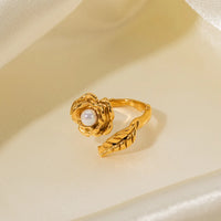 Pearl Flower Gold Ring - Nahzshop