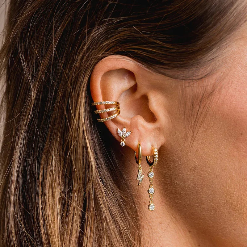 Lightning Bolt Cubic Hoops