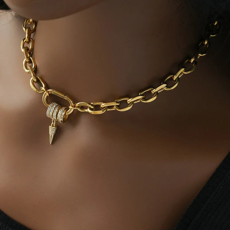 Spike Pendant Chain Necklace