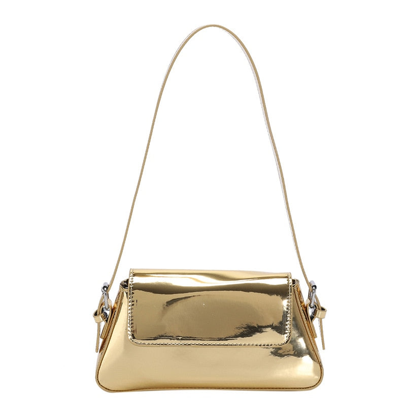 Metallic Flap Baguette Bag- Nahzshop