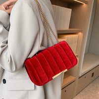 Red Velvet Chain Crossbody Bag - Nahzshop