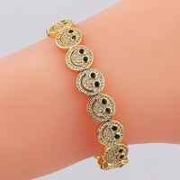 Radiant Smiley Zirconia Cuff Bracelet - nahzshop