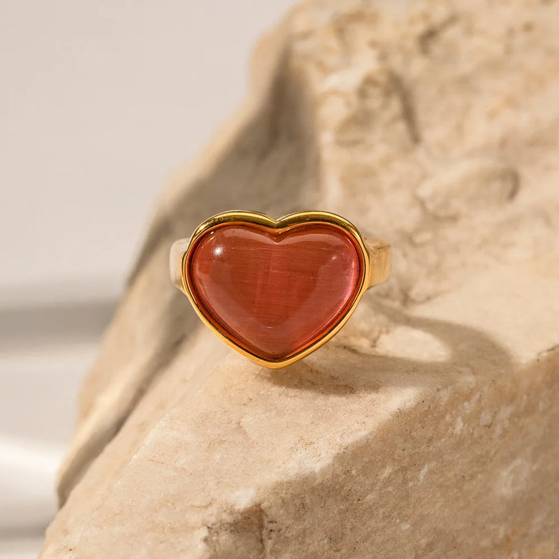 Pink Heart Stone Ring- Nahzshop