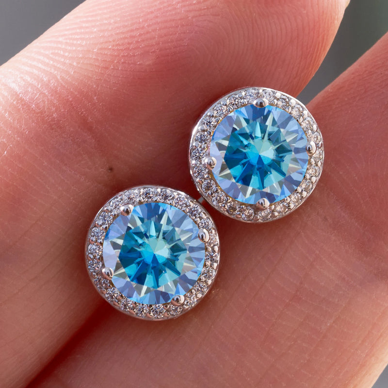 Brincos Moissanite redondos para mulheres, prata esterlina 925, cor rosa, presente luxuoso para noivado, casamento, trabalho diário, festa, viagem