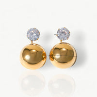 Gold Ball Zirconia Drop Earring - Nahzshop