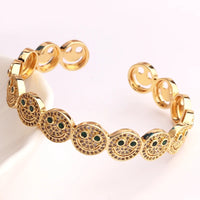 Radiant Smiley Zirconia Cuff Bracelet - nahzshop