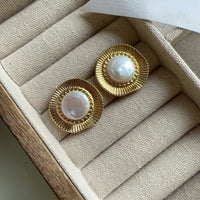 Big Pearl Gold Earrings - Nahzshop