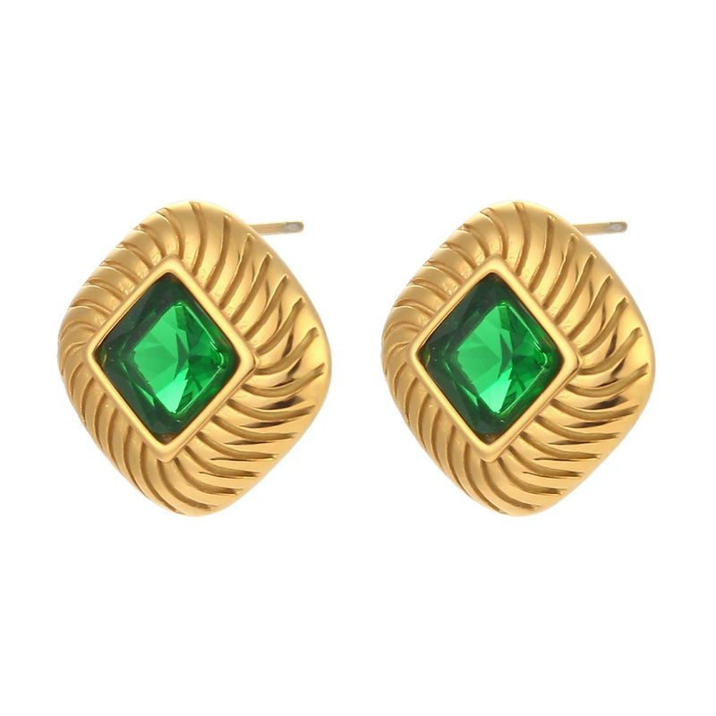 Luxury Zirconia Square Stud Earrings -nahzshop