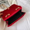 Red Velvet Chain Crossbody Bag - Nahzshop