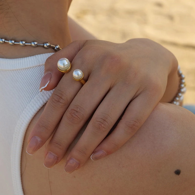 Twine Pearl Open Ring - Nahzshop