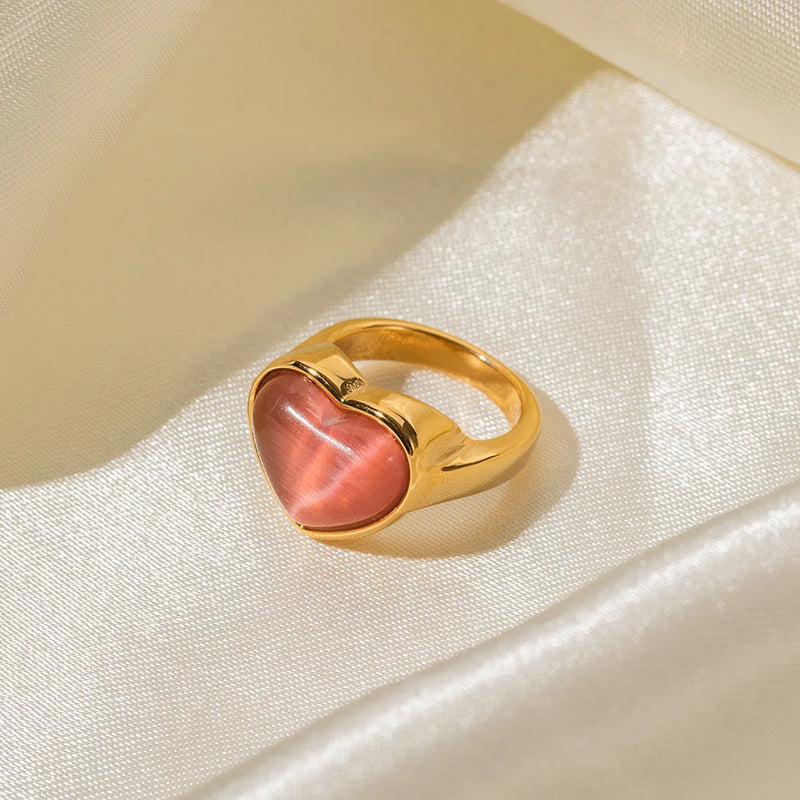 Pink Heart Stone Ring- Nahzshop