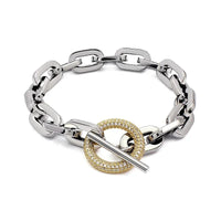 Paperclip CZ Toggle Link Bracelet