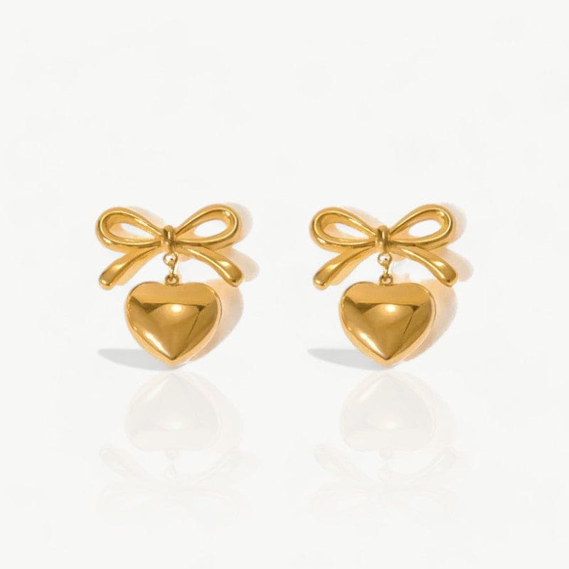 Heart Bow Earrings- Nahzshop