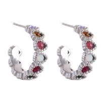 Colorful Zirconia Interlock Hoops Earrings - nahzshop