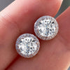 Brincos Moissanite redondos para mulheres, prata esterlina 925, cor rosa, presente luxuoso para noivado, casamento, trabalho diário, festa, viagem