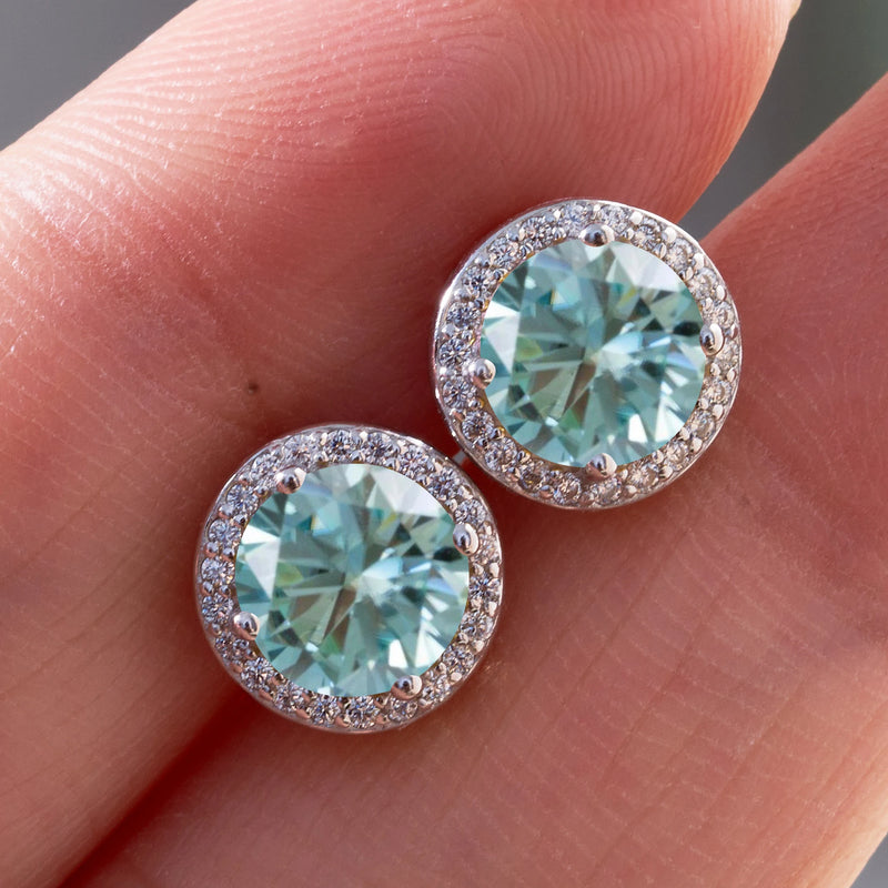 Brincos Moissanite redondos para mulheres, prata esterlina 925, cor rosa, presente luxuoso para noivado, casamento, trabalho diário, festa, viagem