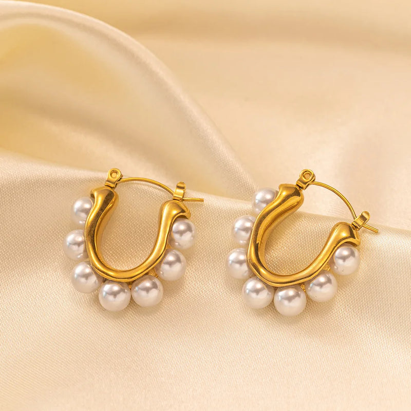 Pearl Hoop Earrings - Nahzshop