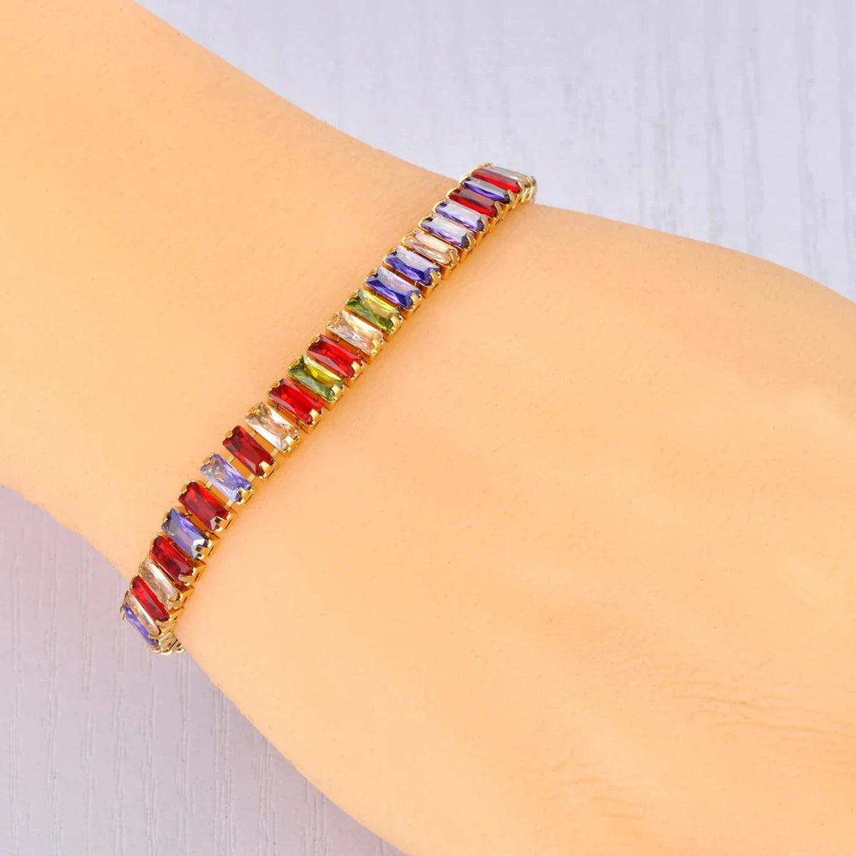 Sparkling Colorful Cubic Zirconia Bracelet - nahzshop