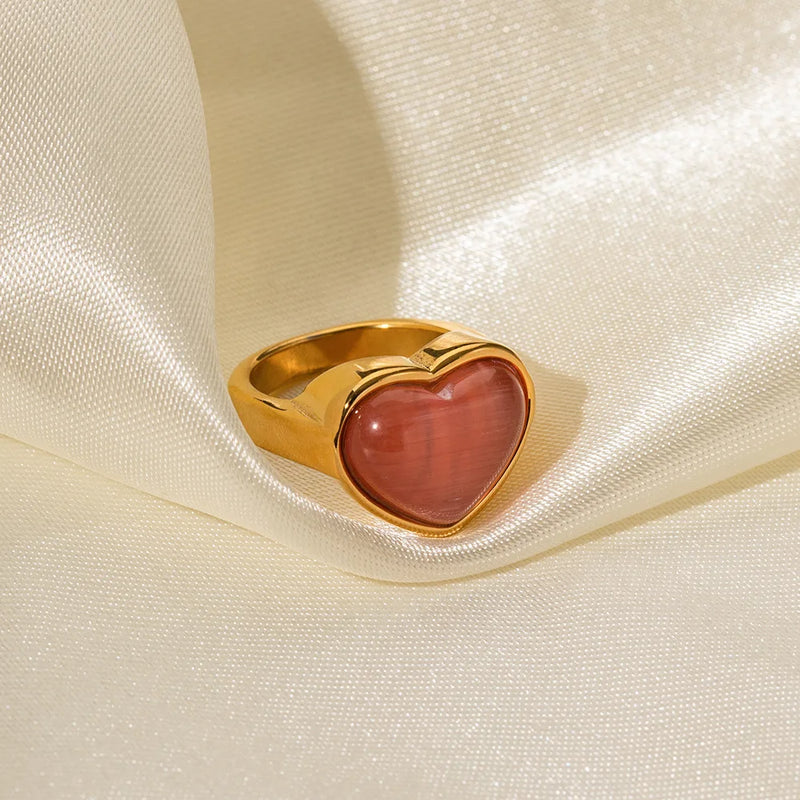 Pink Heart Stone Ring- Nahzshop