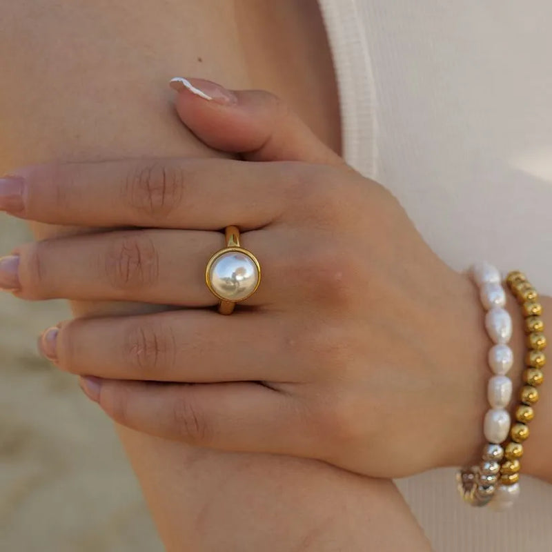 Big Pearl Gold Ring - Nahzshopp