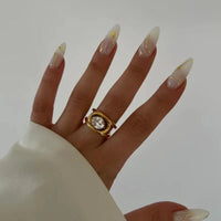 Bold Oval Stone Rings - nahzshop