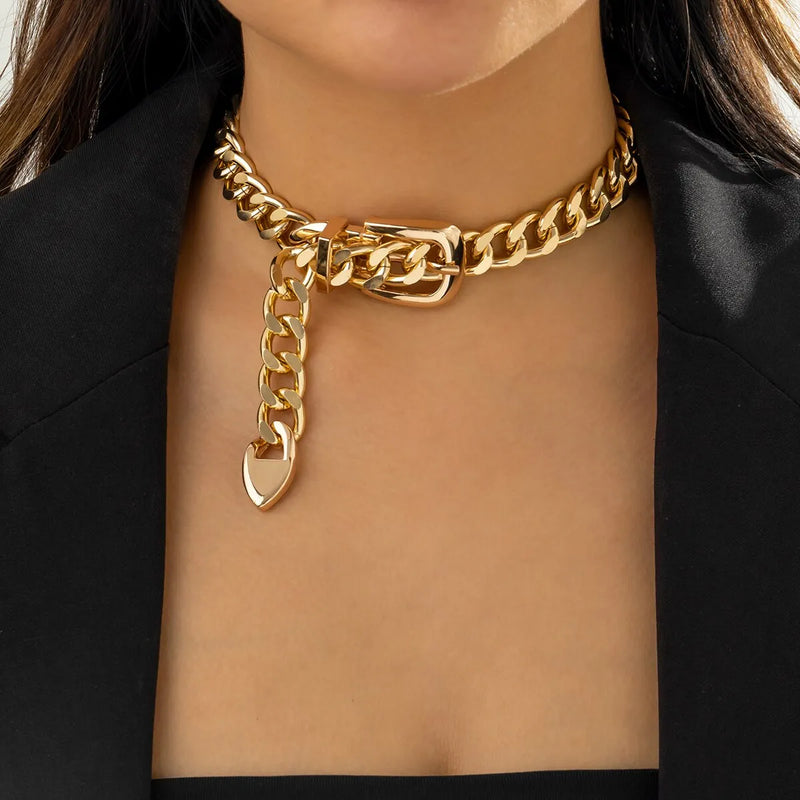 Gold Belt Shaped Chain Necklace- nahzshop