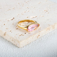 Gold Pink Stone Ring - Nahzshop