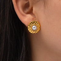 Gold Pearl Circle Earring- Nahzshop