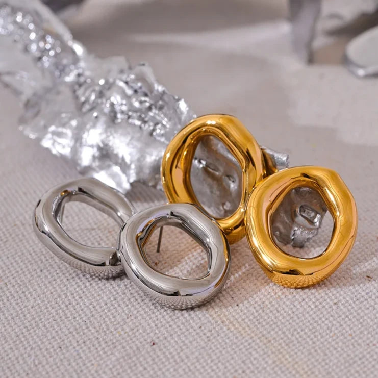 Oval Hollow Earrings - nahzshop