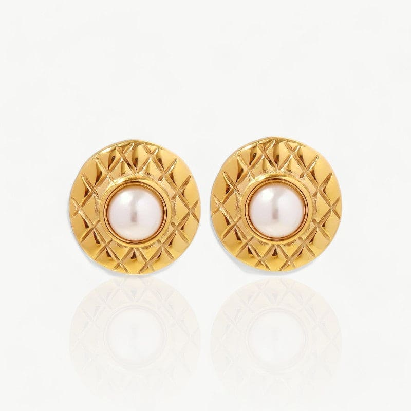 Gold Pearl Circle Earring- Nahzshop