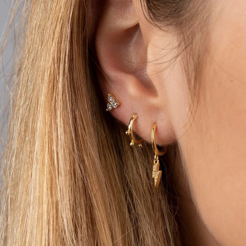 Lightning Bolt Cubic Hoops
