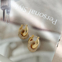 Zirconia Interlock Hoops Earrings- Nahzshop