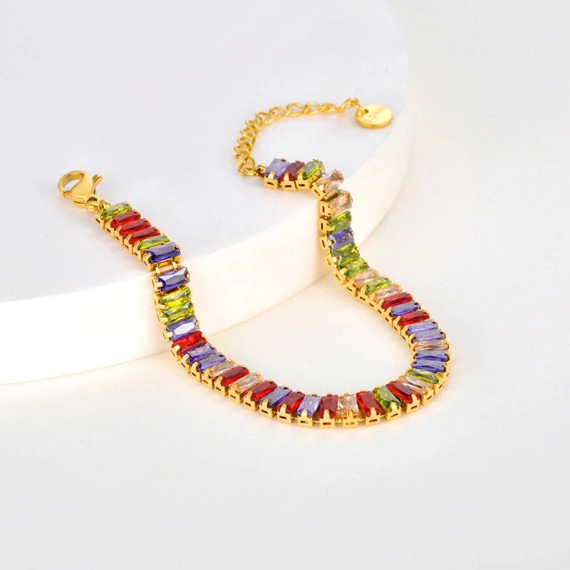 Sparkling Colorful Cubic Zirconia Bracelet - nahzshop