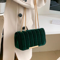 Green Velvet Chain Crossbody Bag - Nahzshop