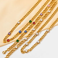 Colored Stones Chain Necklace - Nahzshop