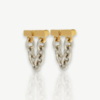 Dual-Tone Chain Drop Earrings