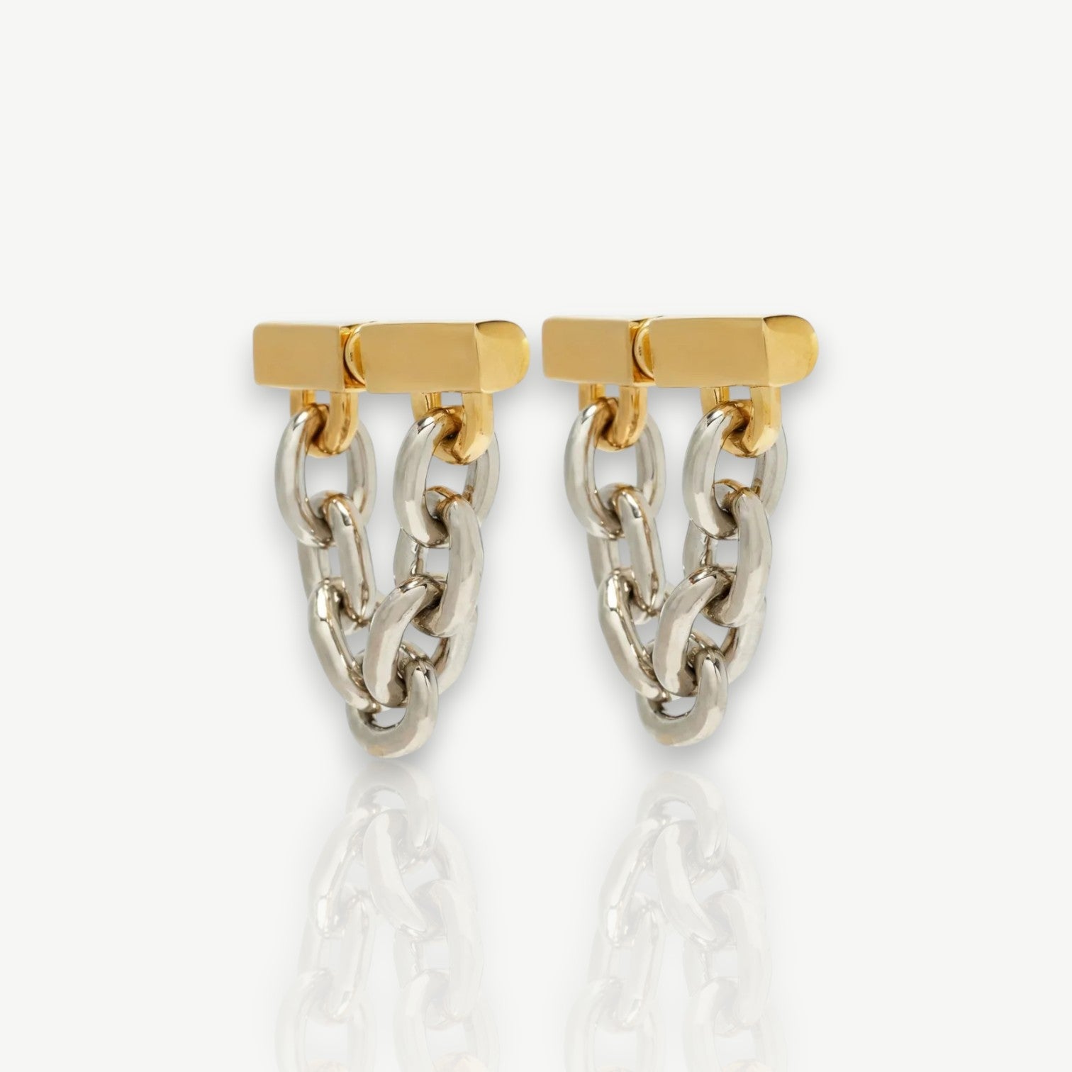 Dual-Tone Chain Drop Earrings