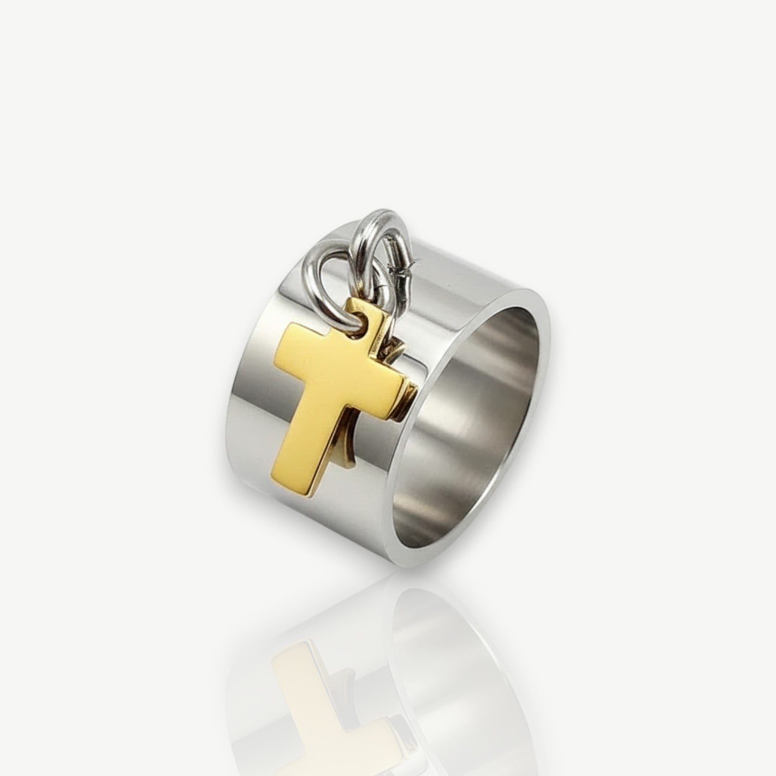 Cross Tag Bold Band Ring