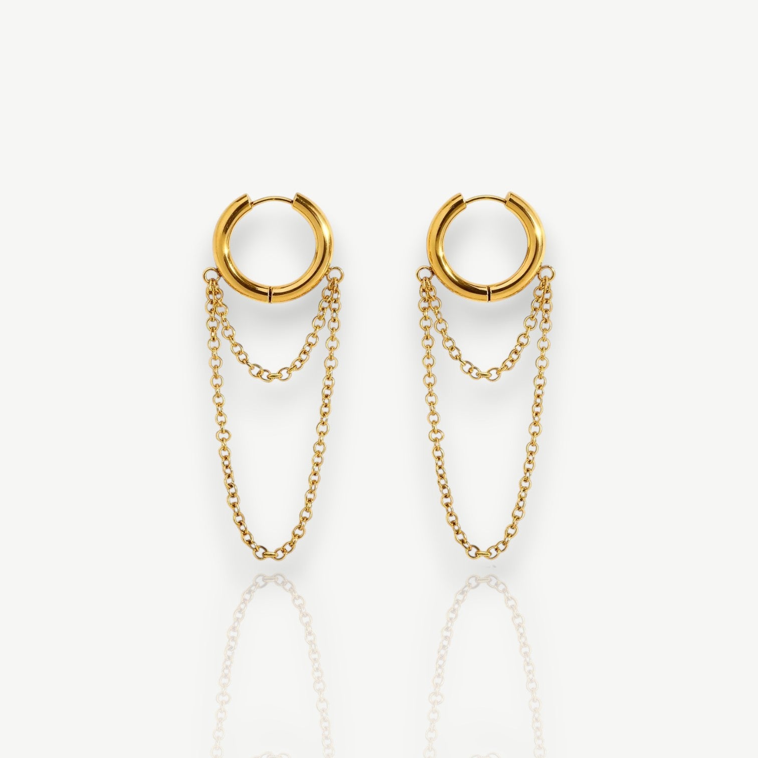 Double Layer Chain Hoop Earrings