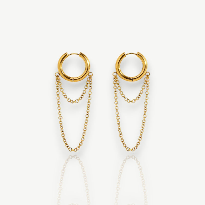 Double Layer Chain Hoop Earrings