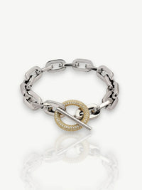 Paperclip CZ Toggle Link Bracelet