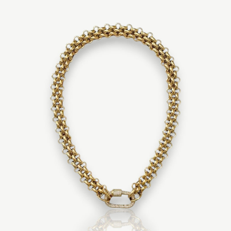 Double Layer Zirconia Buckle Necklace